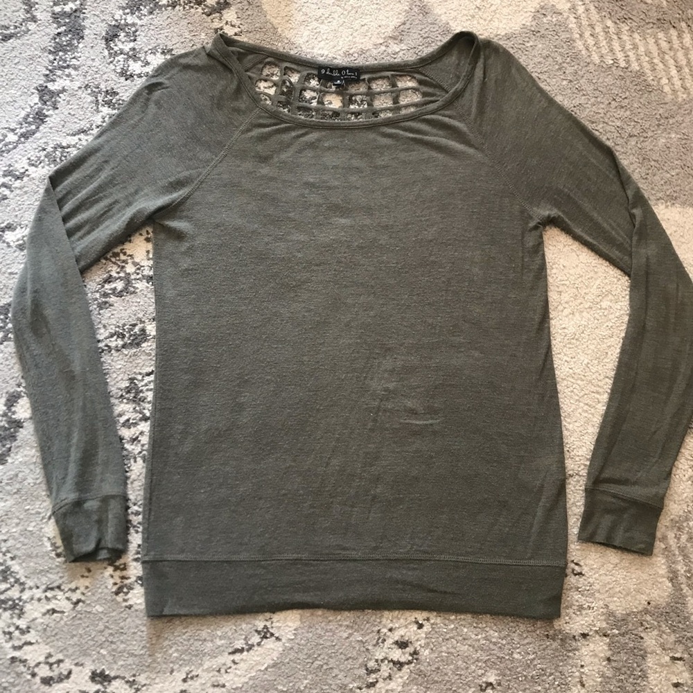 Earthy Green Long Sleeve Top with Cutout Back